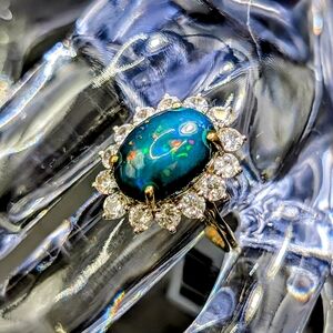 10K Gold Miami Blue Opal